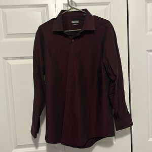 Kenneth Cole Reaction Slim Fit 16.5 32/33 Maroon Men’s Dress Shirt